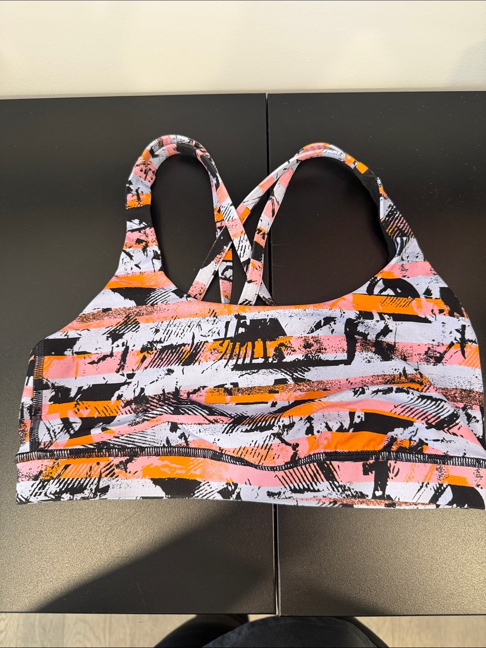 lululemon athletica Pink & Orange Abstract Stripe Swim Bikini Top
